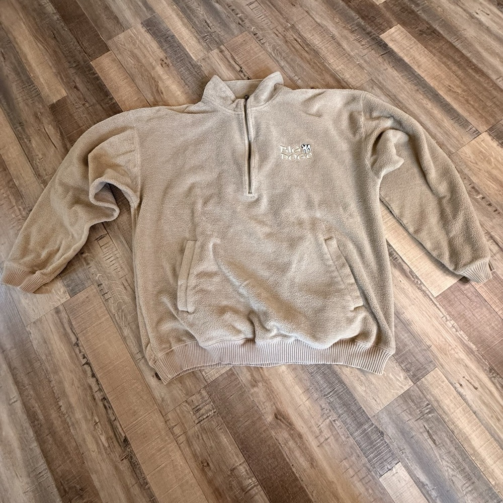 Vintage Big Dogs Quarter Zip Heavy Fleece Pullover Sz XL Mock Neck Dad Comfort